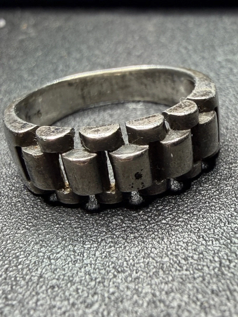 Chunky Industrial-Inspired Sterling Silver Ring size 9